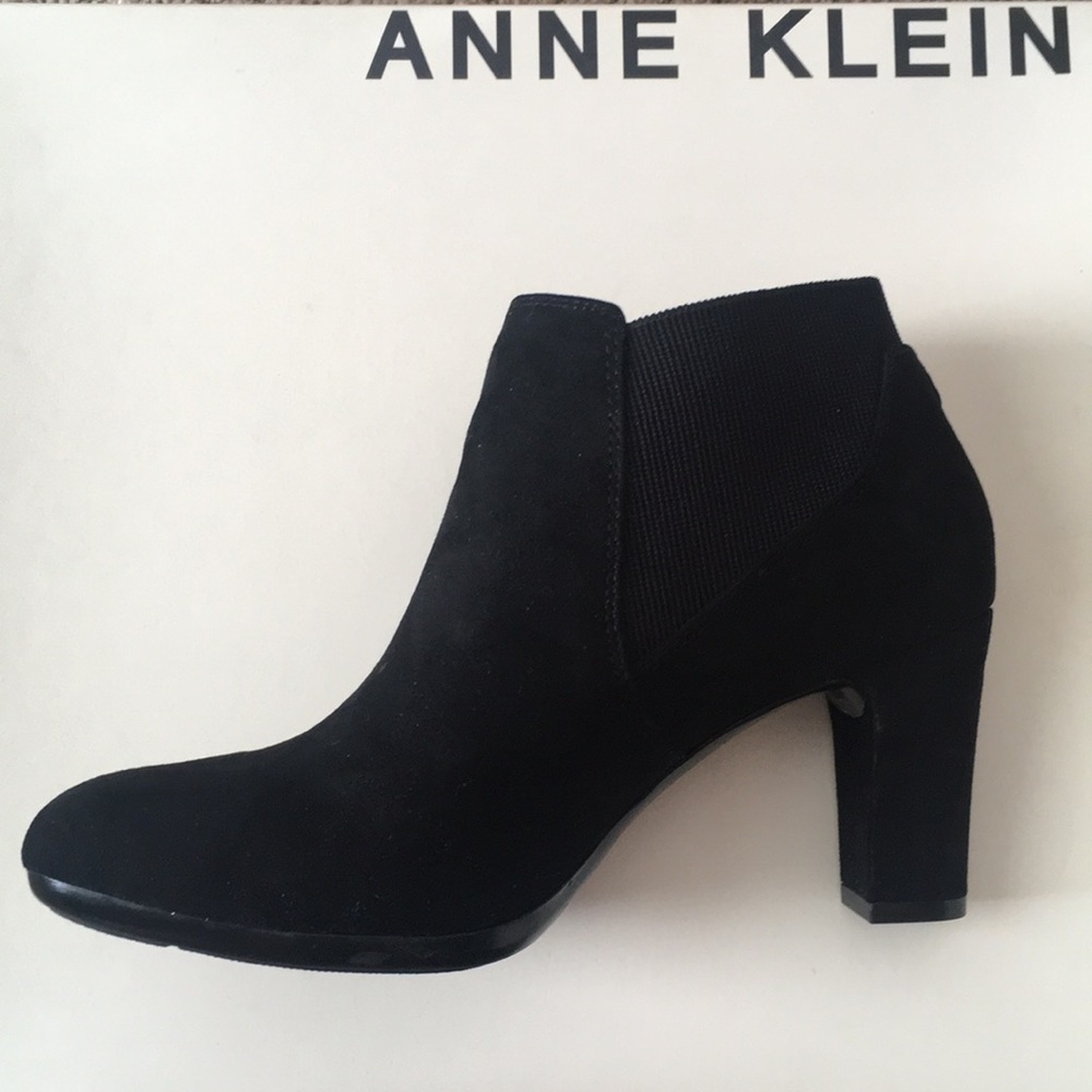 Anne Klein Black Suede Ankle Bootie